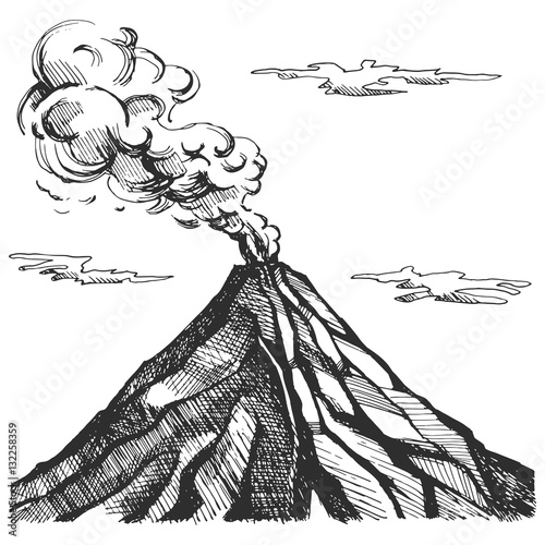 Vector sketch of the volcano Fototapeta