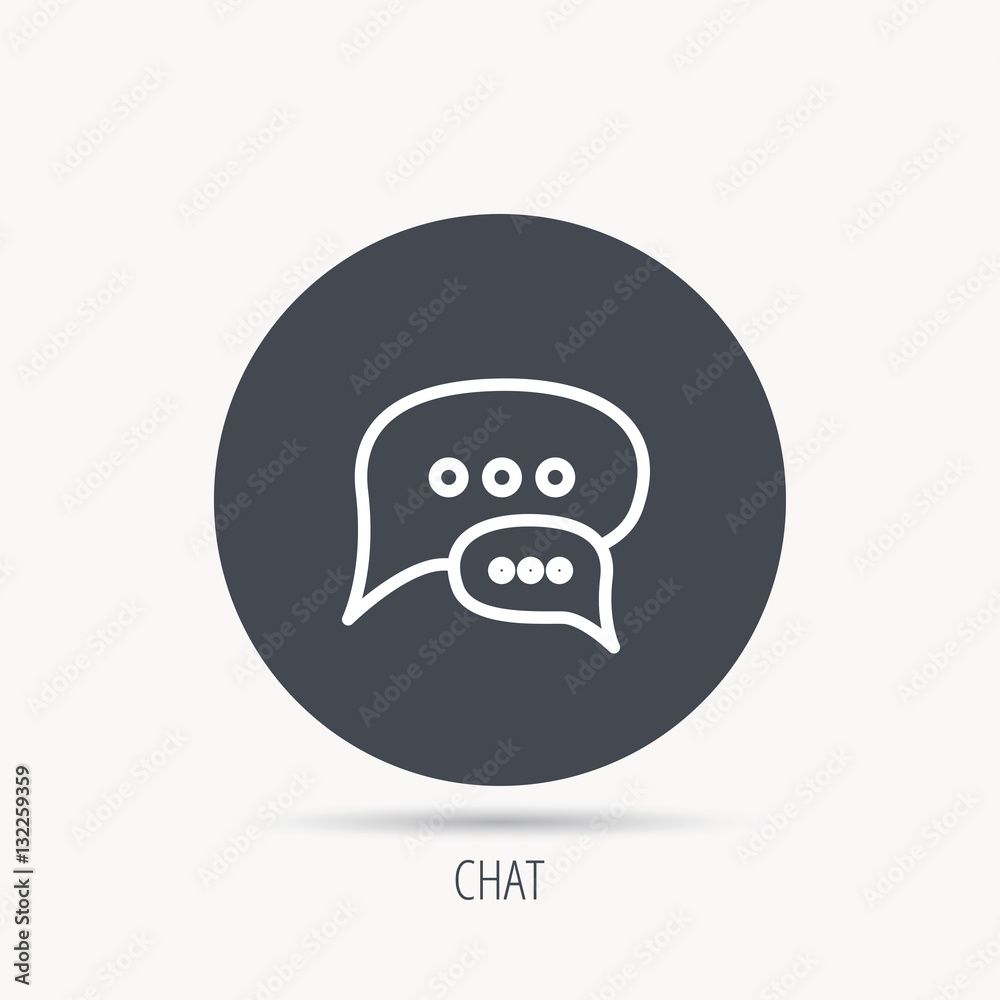 Chat icon. Comment message sign. Dialog speech bubble symbol. Round web button with flat icon. Vector Chat icon. Comment message sign. Dialog speech bubble symbol. Round web button with flat icon. Vector