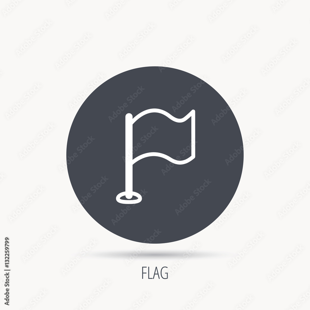 Waving flag icon. Location pointer sign. Round web button with flat icon. Vector Waving flag icon. Location pointer sign. Round web button with flat icon. Vector