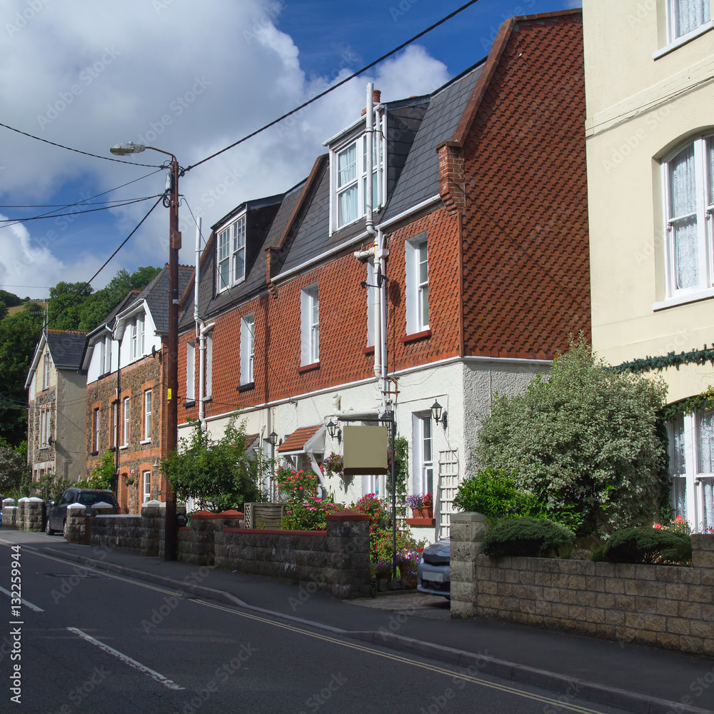 Street in the village of Combe Martin on the north Devon. UK