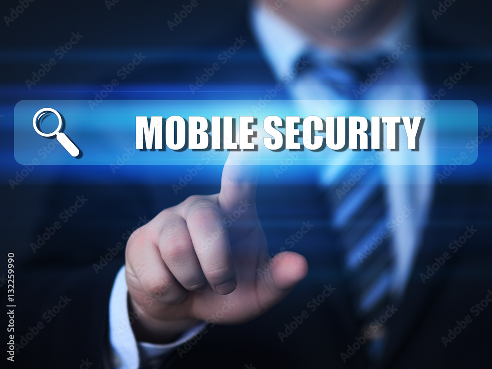 business, technology, internet concept. mobile security text in search bar business, technology, internet concept. mobile security text in search bar