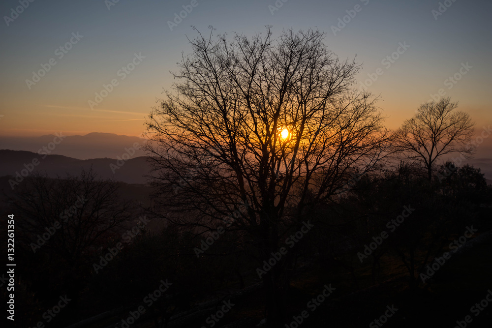 Sunset as seen from Acropolis of Civitavecchia di Arpino, Ciociaria, Italy