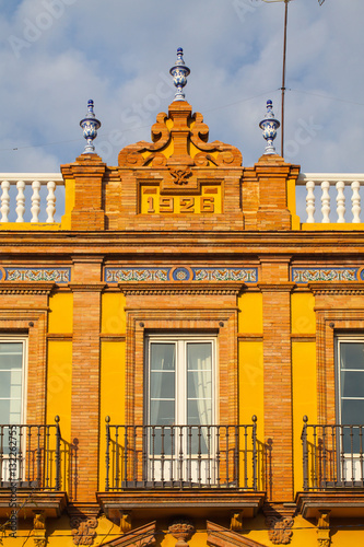Detail of historic building in the city centre of Seville Spain