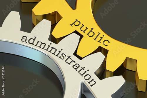 Fototapet public administration concept on the gearwheels, 3D rendering