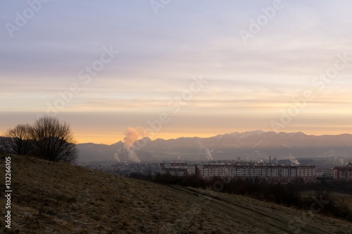 Sunrise on meadow. Slovakia