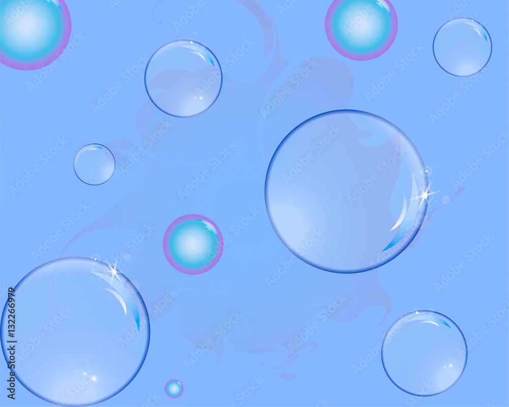 Soap bubbles with reflections blue background Soap bubbles with reflections blue background