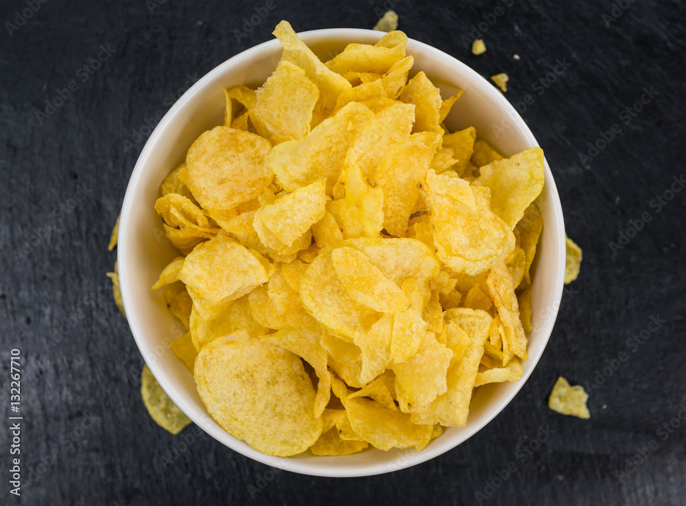 Rustic slate slab with Potato Chips (Cheese and Onoion taste) (s Rustic slate slab with Potato Chips (Cheese and Onoion taste) (s