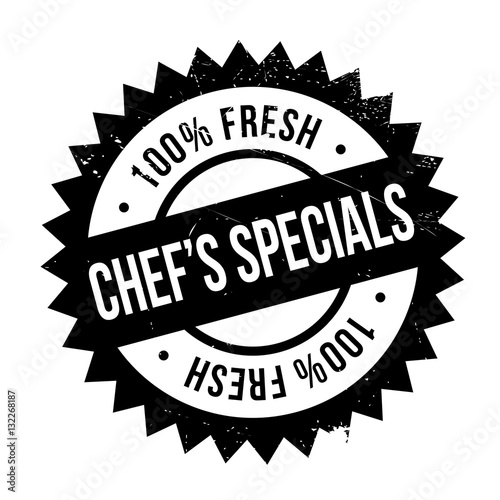 Chef specials stamp. Grunge design with dust scratches. Effects can be easily removed for a clean, crisp look. Color is easily changed.