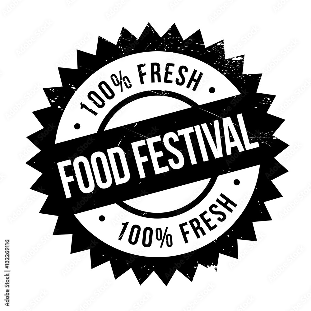 Food festival stamp. Grunge design with dust scratches. Effects can be easily removed for a clean, crisp look. Color is easily changed.