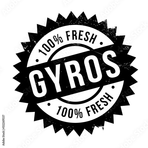 Gyros stamp. Grunge design with dust scratches. Effects can be easily removed for a clean, crisp look. Color is easily changed.
