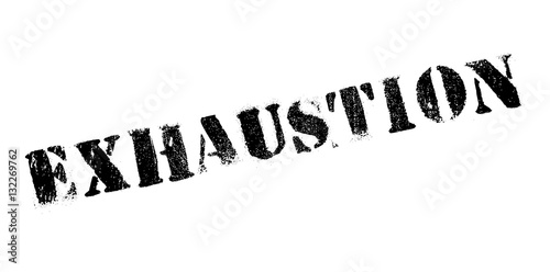 Exhaustion rubber stamp. Grunge design with dust scratches. Effects can be easily removed for a clean, crisp look. Color is easily changed.