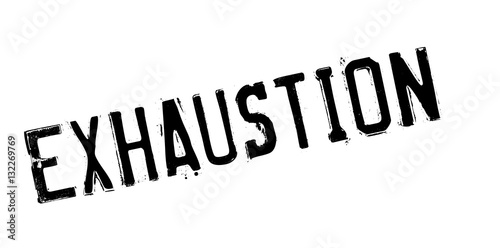 Exhaustion rubber stamp. Grunge design with dust scratches. Effects can be easily removed for a clean, crisp look. Color is easily changed.