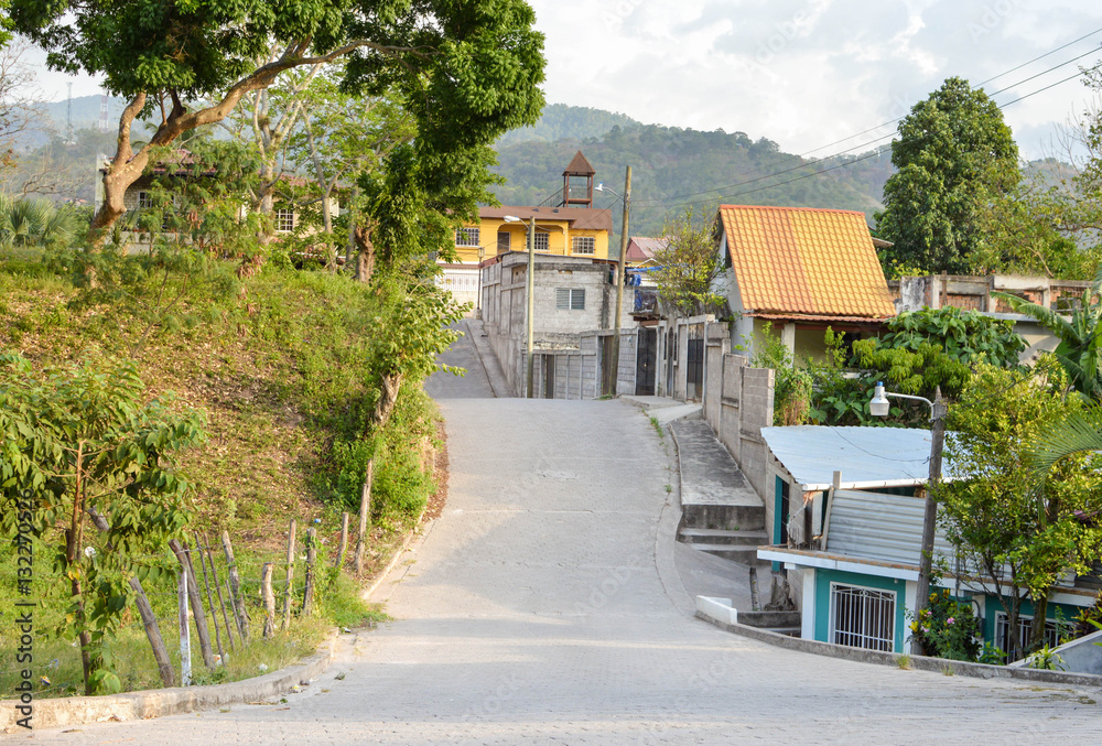 The streets and hills of a small colonial town of Copan Ruinas in Honduras, Central America The streets and hills of a small colonial town of Copan Ruinas in Honduras, Central America