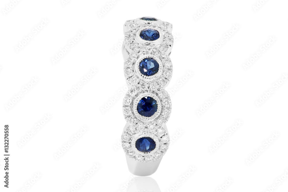 anillo zafiro y diamante en oro blanco joyeria de bodas