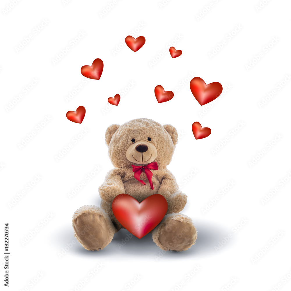 Obraz premium red heart and a teddy bear