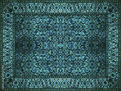 Persian Carpet Texture, abstract ornament. Round mandala pattern, Middle Eastern Traditional Carpet Fabric Texture. Turquoise milky blue grey brown yellow red brown violet pink maroon gold lime