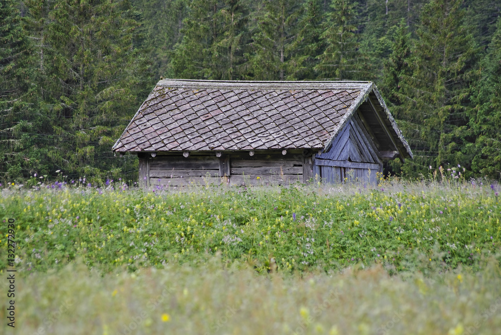 Wooden hut in Valgrande, Comelico, in the Dolomites. Wooden hut in Valgrande, Comelico, in the Dolomites.