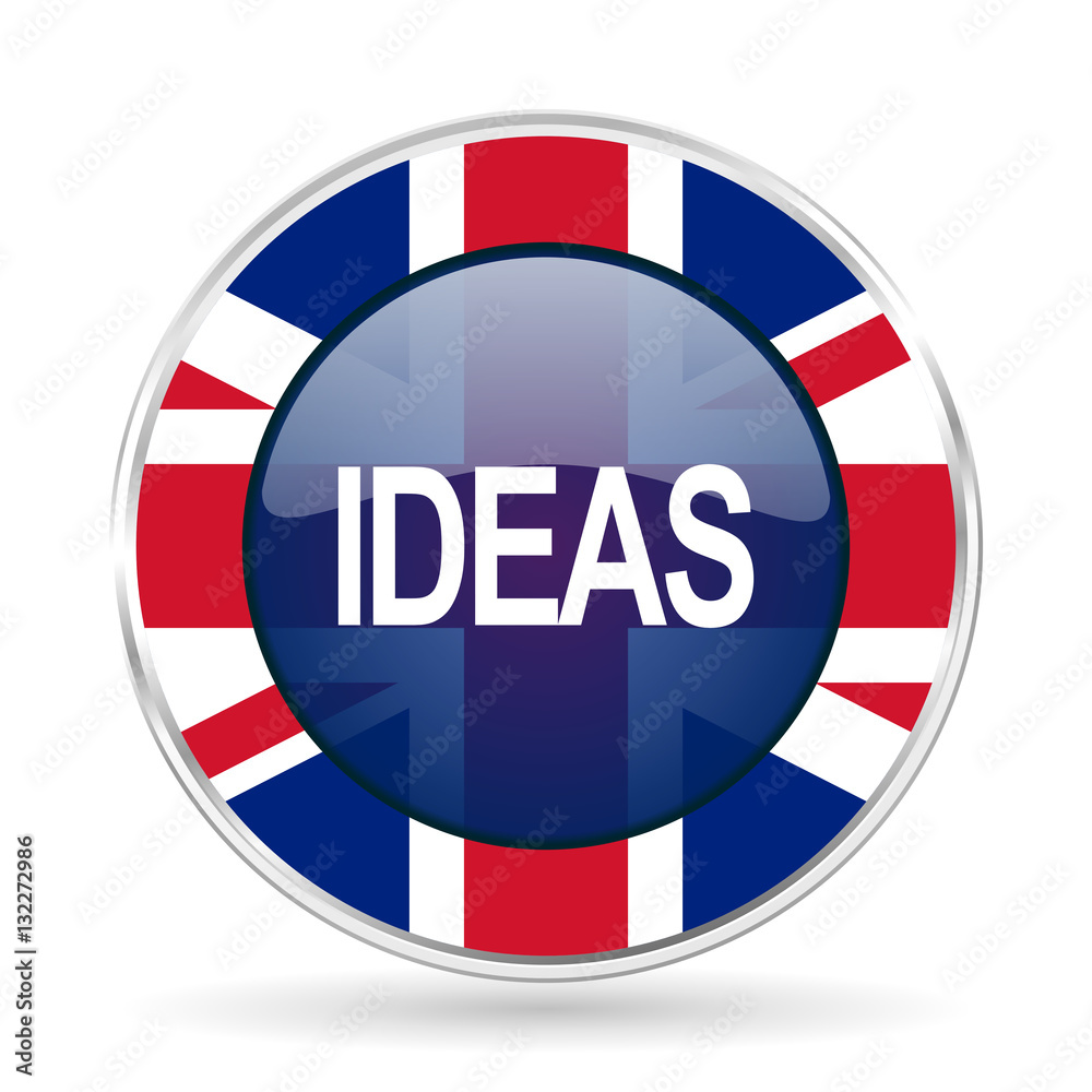 ideas british design icon - round silver metallic border button with Great Britain flag ideas british design icon - round silver metallic border button with Great Britain flag