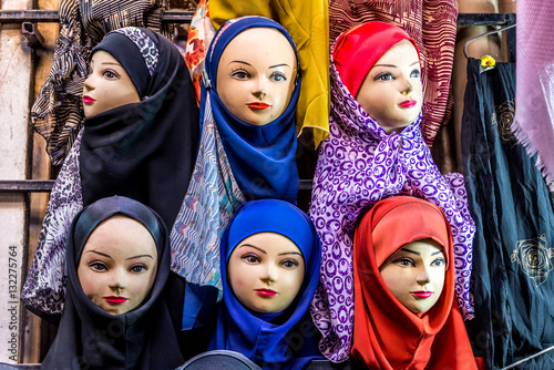 Hijabs for sale at Vakil Bazaar in Shiraz city in Iran photo