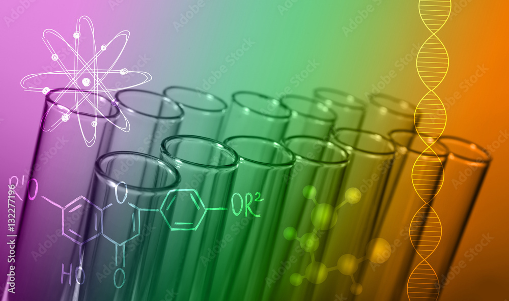 Health care concept. Test tubes with fluid, colorful tone Health care concept. Test tubes with fluid, colorful tone