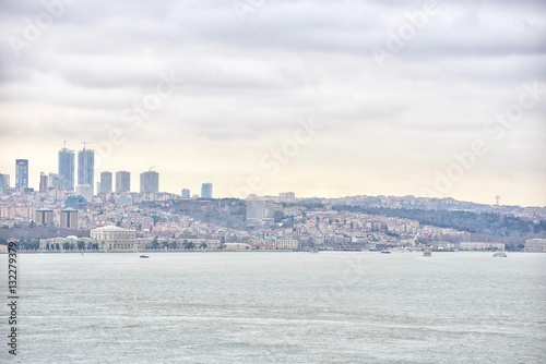 Scenic View of Istanbul City Near the Bosphorus Strait in Turkey © panithi33