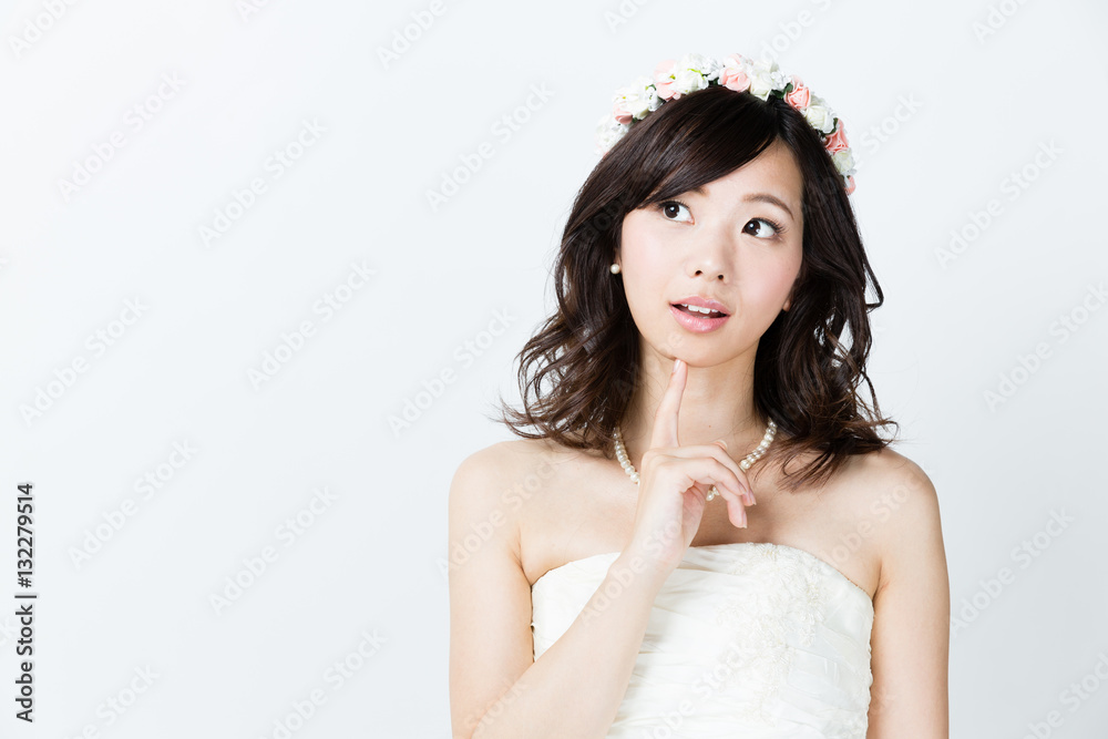 attractive asian woman wedding image on white background attractive asian woman wedding image on white background