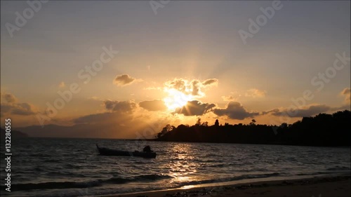 nature on the beach with sunrise in the morning at Thailand, timelapse.
