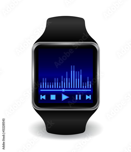 Smart watch with Interface in several color options . Vector Illustration. Eps10.