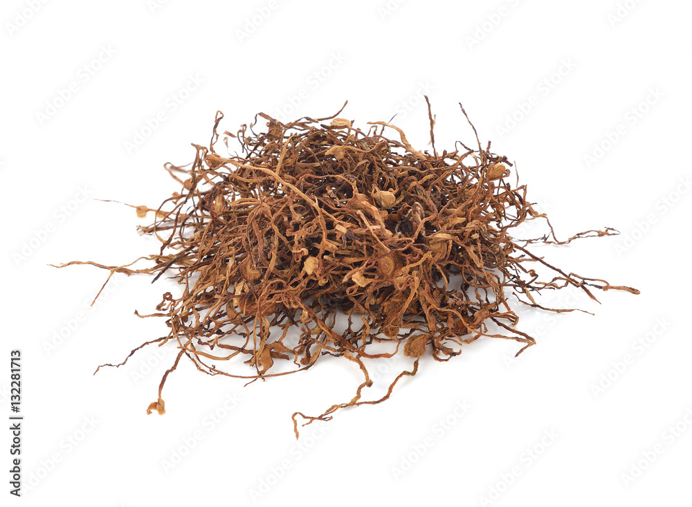Fototapeta premium dried smoking tobacco isolated on a white background.