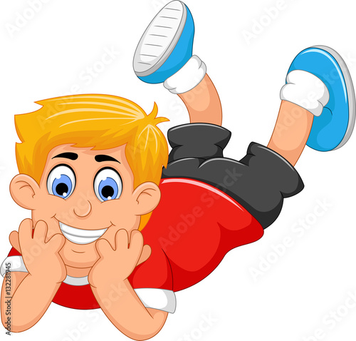 cute little boy cartoon prone