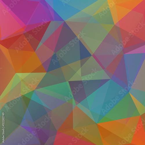 Abstract mosaic background. Triangle geometric background. Design elements. Vector illustration. Orange, red, blue, green colors