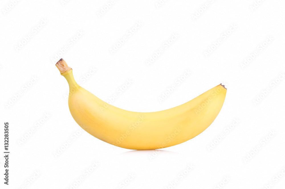 Ripe banana isolated on white background.