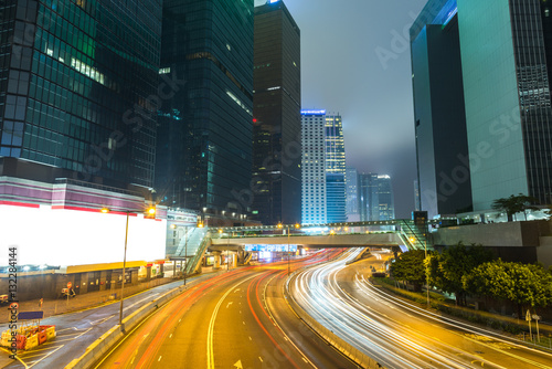 traffic in Hong Kong at night