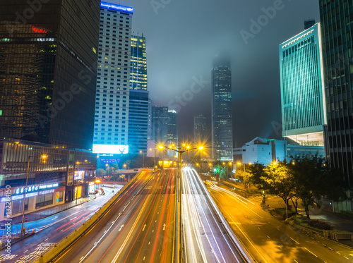 traffic in Hong Kong at night