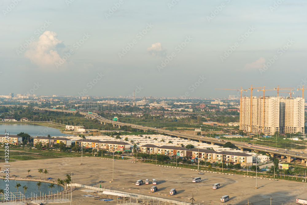 View to the city of Nonthaburi,thailand