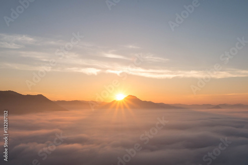 Mountain sunset with Mist © Pattira