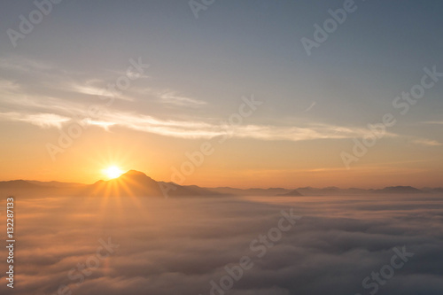 Mountain sunset with Mist