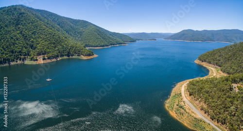 Aerial panorama of Dartmouth Lake on hot summer day © Greg Brave