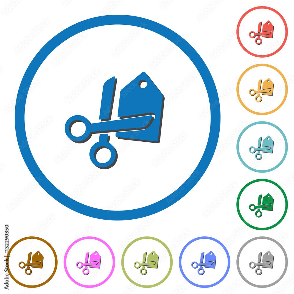 Price cut icons with shadows and outlines Price cut icons with shadows and outlines