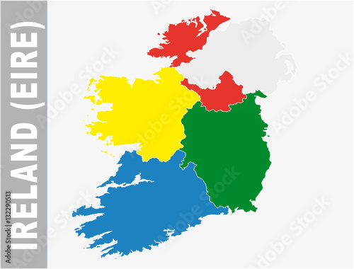 Colorful Ireland, Eire administrative and political vector map