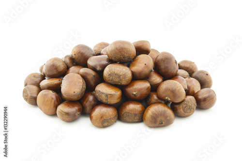 roast chestnuts white background