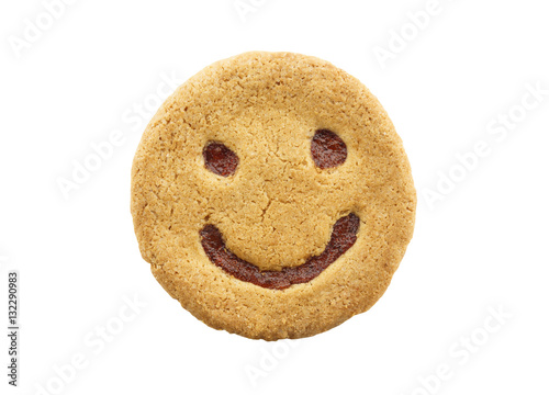 smile face cookie isolated on white background