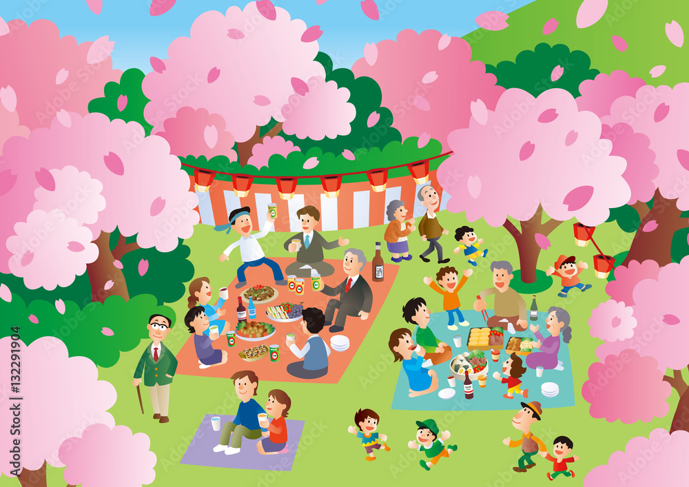 花見 花見風景 Stock イラスト Adobe Stock