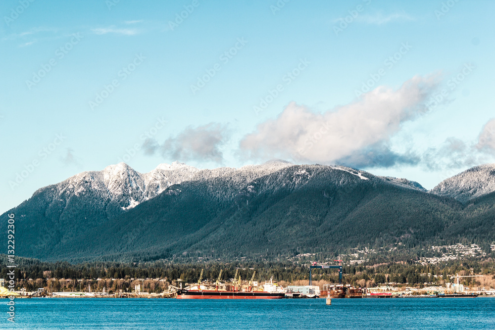 Vancouver Mountains view from Harbour Green Park, Canada