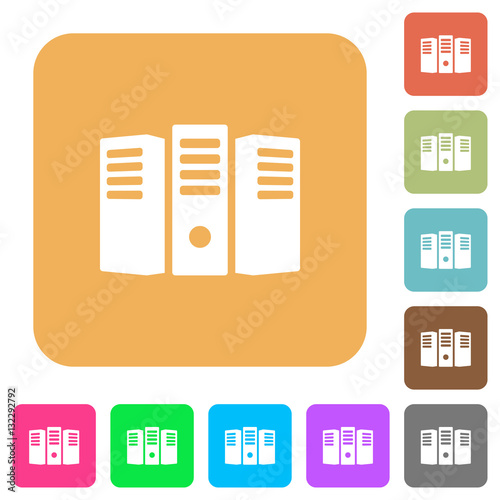 Server hosting rounded square flat icons