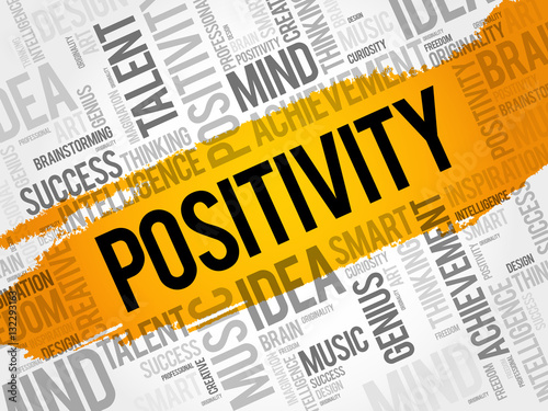 Positivity word cloud collage, creative business concept background