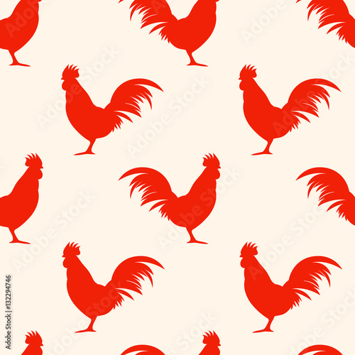 Seamless pattern background with roosters symbol vector