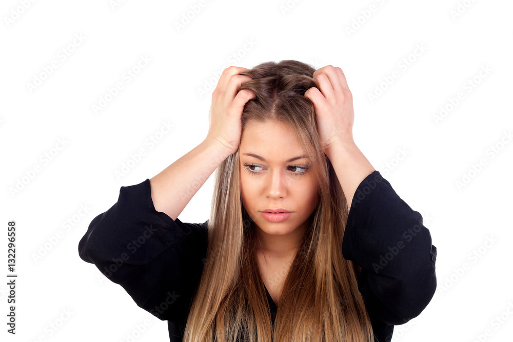 Young blonde girl white headache Young blonde girl white headache