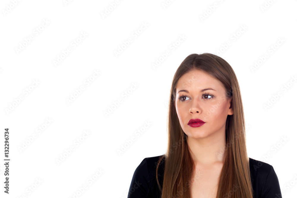 Pensive beautiful woman with a long blonde hair Pensive beautiful woman with a long blonde hair