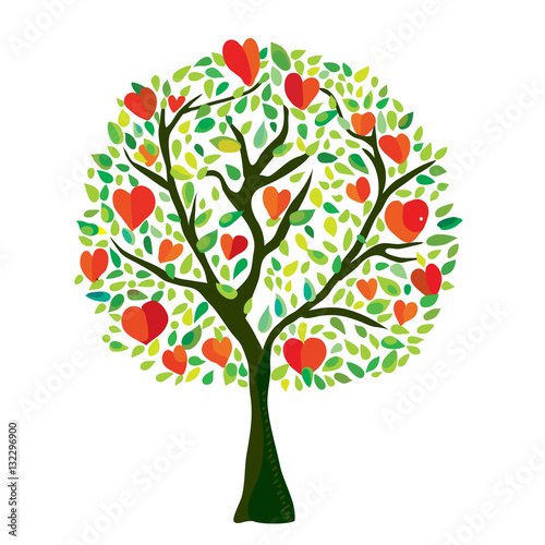 Love tree with hearts, Valentine card